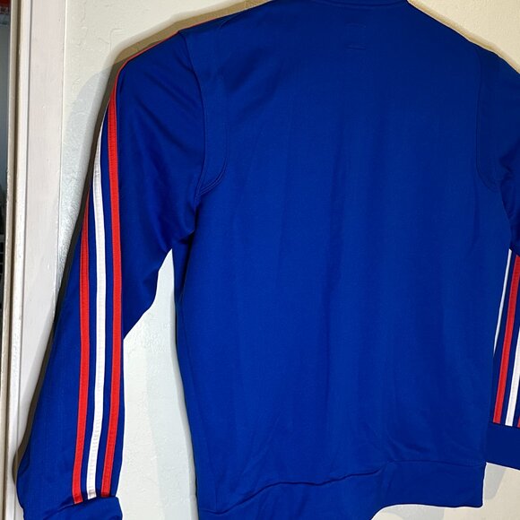 Adidas Sweat Jacket Mens Blue Medium Full Zip 3 Stripes Logo Zipper 90's - Picture 9 of 9